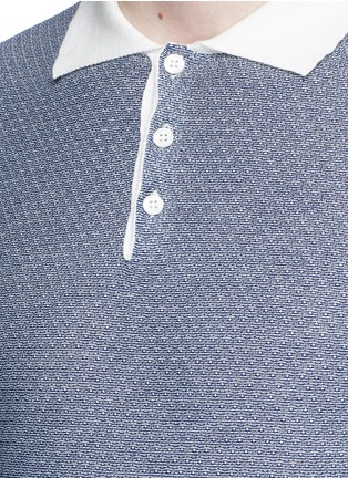 Detail View - Click To Enlarge - INCOTEX - Contrast rib cotton knit polo shirt