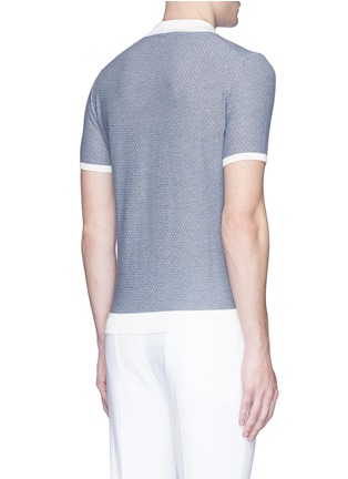 Back View - Click To Enlarge - INCOTEX - Contrast rib cotton knit polo shirt