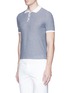 Front View - Click To Enlarge - INCOTEX - Contrast rib cotton knit polo shirt