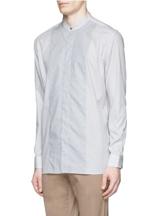 Front View - Click To Enlarge - PAUL SMITH - Mixed print patchwork Mandarin collar shirt