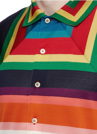 Detail View - Click To Enlarge - PAUL SMITH - Rainbow stripe mesh and jersey polo shirt