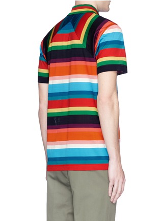 Back View - Click To Enlarge - PAUL SMITH - Rainbow stripe mesh and jersey polo shirt
