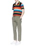 Figure View - Click To Enlarge - PAUL SMITH - Rainbow stripe mesh and jersey polo shirt