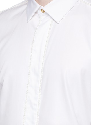 Detail View - Click To Enlarge - PAUL SMITH - Spiral corded seam piqué trim twill shirt