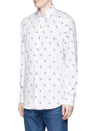 Front View - Click To Enlarge - PAUL SMITH - Dinosaur fil coupé twill shirt