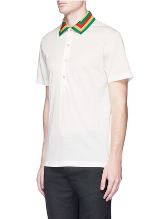 Front View - Click To Enlarge - PAUL SMITH - Stripe collar cotton polo shirt