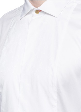 Detail View - Click To Enlarge - PAUL SMITH - Floral jacquard bib cotton tuxedo shirt