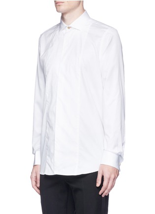 Front View - Click To Enlarge - PAUL SMITH - Floral jacquard bib cotton tuxedo shirt