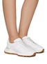 Figure View - Click To Enlarge - MAISON MARGIELA - ‘50/50’ CALFSKIN LEATHER PANEL LOW-TOP LACE-UP SNEAKERS