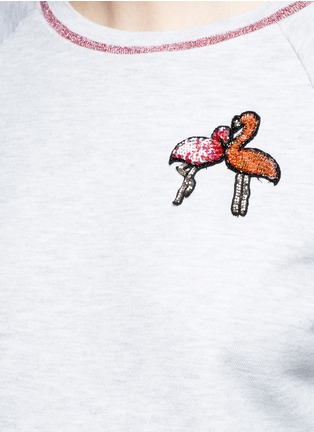 Detail View - Click To Enlarge - GIAMBA - Flamingo sequin appliqué glitter stripe sweatshirt