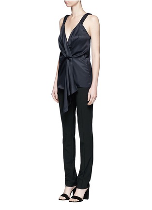 Front View - Click To Enlarge - VICTORIA BECKHAM - Ruched strap sleeveless wrap top