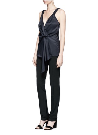 Figure View - Click To Enlarge - VICTORIA BECKHAM - Ruched strap sleeveless wrap top