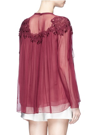 Back View - Click To Enlarge - CHLOÉ - Cherry guipure lace crushed georgette blouse