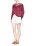 Figure View - Click To Enlarge - CHLOÉ - Cherry guipure lace crushed georgette blouse