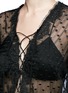 Detail View - Click To Enlarge - ZIMMERMANN - 'Oleander' lattice lace-up crinkled silk playsuit