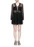 Main View - Click To Enlarge - ZIMMERMANN - 'Oleander' lattice lace-up crinkled silk playsuit
