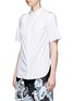 Front View - Click To Enlarge - 3.1 PHILLIP LIM - Twist knot cutout shoulder cotton shirt