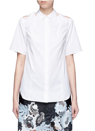 Main View - Click To Enlarge - 3.1 PHILLIP LIM - Twist knot cutout shoulder cotton shirt