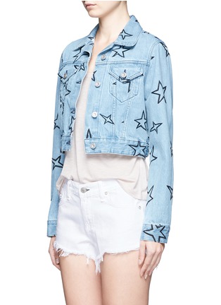 Front View - Click To Enlarge - ÊTRE CÉCILE - Star embroidered cropped denim jacket