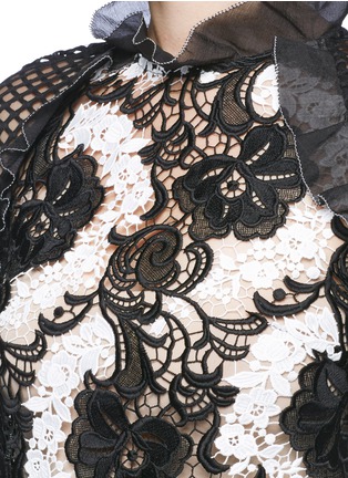 Detail View - Click To Enlarge - SELF-PORTRAIT - Organza frill asymmetric floral guipure lace top