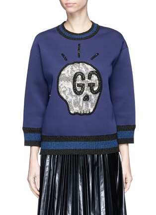 Main View - Click To Enlarge - GUCCI - 'GucciGhost' crystal appliqué bonded jersey sweatshirt