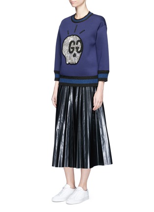 Figure View - Click To Enlarge - GUCCI - 'GucciGhost' crystal appliqué bonded jersey sweatshirt