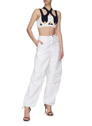 Figure View - Click To Enlarge - DION LEE - Duo-tone cutout fork rib bra top