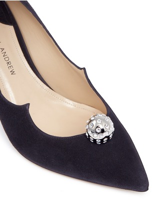 Detail View - Click To Enlarge - PAUL ANDREW - 'Kimura' Swarovski crystal pavé ball suede pumps