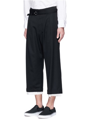 Front View - Click To Enlarge - SULVAM - Raw edge cropped wide leg pants