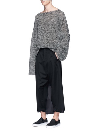 Figure View - Click To Enlarge - SULVAM - Overlay back wool cropped pants