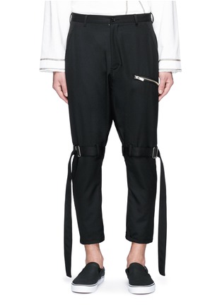 Main View - Click To Enlarge - SULVAM - Belted strap dropped crotch cropped pants