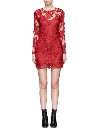 Main View - Click To Enlarge - TOPSHOP - Floral embroidered appliqué mesh mini dress