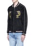 Front View - Click To Enlarge - COVERT - Dragon embroidered suede bomber jacket