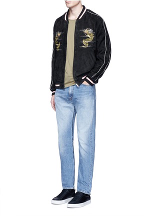 Figure View - Click To Enlarge - COVERT - Dragon embroidered suede bomber jacket