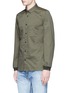 Front View - Click To Enlarge - COVERT - Ribbed cuff cotton twill utility shirt