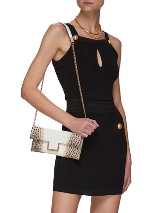 Figure View - Click To Enlarge - MARIA OLIVER - Michelle' Gradient Crocodile Leather Baguette Clutch