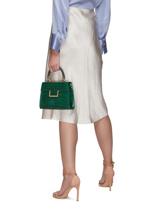 Front View - Click To Enlarge - MARIA OLIVER - Michelle’ Small Top Handle Aligator Leather Bag