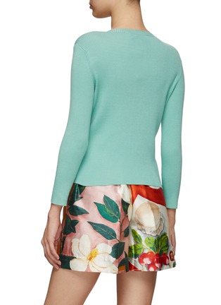 Back View - Click To Enlarge - OSCAR DE LA RENTA - CLASSIC ROUND NECK SILK BLEND KNIT CARDIGAN
