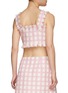 Back View - Click To Enlarge - OSCAR DE LA RENTA - Gingham tweed fringe trim crop top