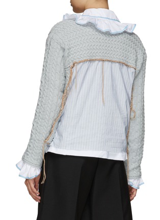 Back View - Click To Enlarge - MAISON MARGIELA - CUTOUT DETAIL COTTON WOOL CABLE KNIT SWEATER
