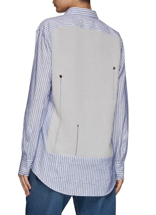 Back View - Click To Enlarge - MAISON MARGIELA - STRIPE COTTON SHIRT WITH BUILT-IN KNIT VEST