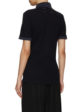 Back View - Click To Enlarge - MAISON MARGIELA - CLASSIC COTTON PIQUE LOGO EMBROIDERED POLO SHIRT