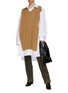 Figure View - Click To Enlarge - MAISON MARGIELA - KNIT GILET PANEL COTTON POPLIN SHIRT DRESS