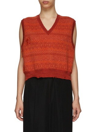 Main View - Click To Enlarge - MAISON MARGIELA - V-NECK CROPPED WOOL KNIT VEST