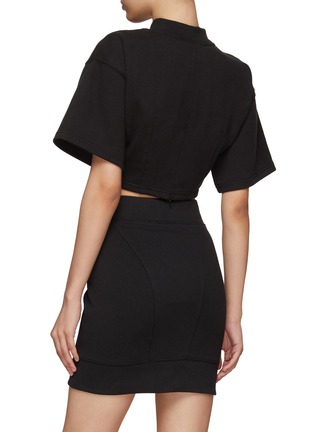 Back View - Click To Enlarge - T BY ALEXANDER WANG - Mock neck sculpted crop T-shirt