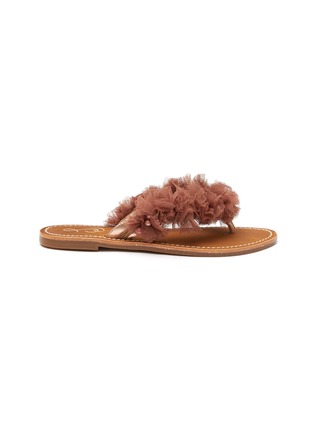 Main View - Click To Enlarge - SAM EDELMAN - ‘REBEKAH’ TULLE DETAIL LEATHER THONG SANDALS