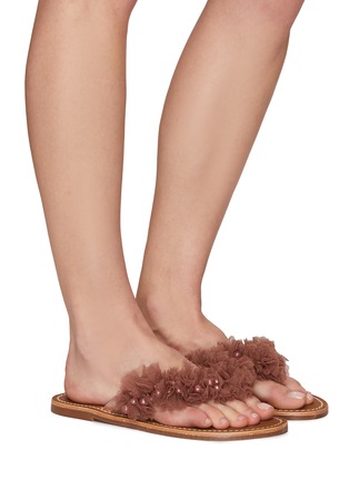 Figure View - Click To Enlarge - SAM EDELMAN - ‘REBEKAH’ TULLE DETAIL LEATHER THONG SANDALS