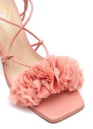 Detail View - Click To Enlarge - SAM EDELMAN - ‘KATARINA’ TULLE DETAIL STRAPPY LEATHER SANDALS
