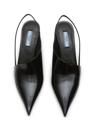 Detail View - Click To Enlarge - PRADA - Slingback point toe leather mules