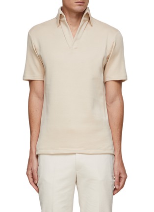 Main View - Click To Enlarge - MAGNUS & NOVUS - Open Collar Cotton Polo Shirt